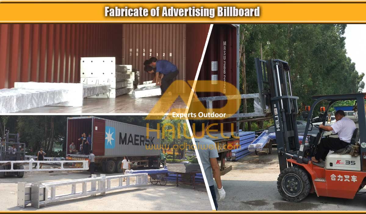 Loading-4m-x3m-Advertising-billboard-in-40HQ-container Загрузка рекламного щита 4 м x 3 м в контейнере 40HQ