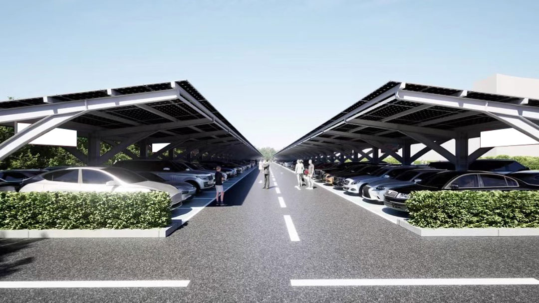 Commercial Solar Carports Parking Коммерческая парковка на солнечные батареи