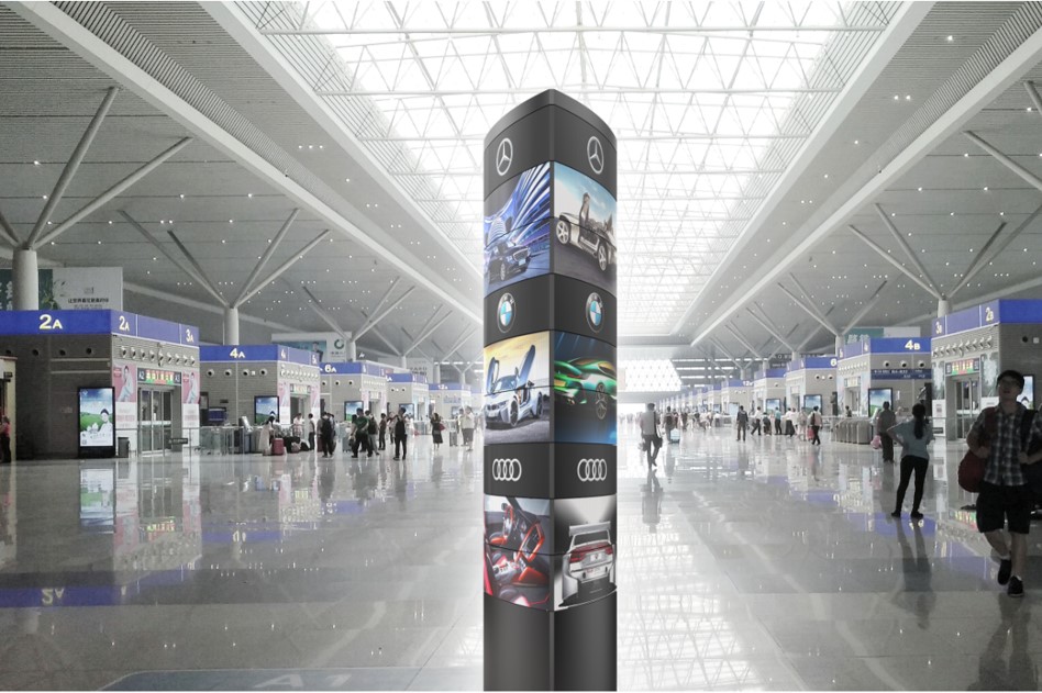 Spectacular Nine Layer 27-Sided Rotating LED Pillar Screen Эффектный девятислойный 27-сторонний вращающийся светодиодный экран на колонне