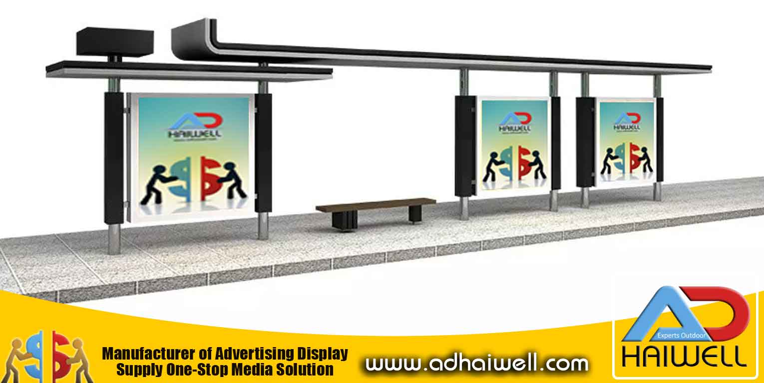 Bus Shelter with Bus Shelter With Advertisement Автобусная остановка с автобусной остановкой с рекламой