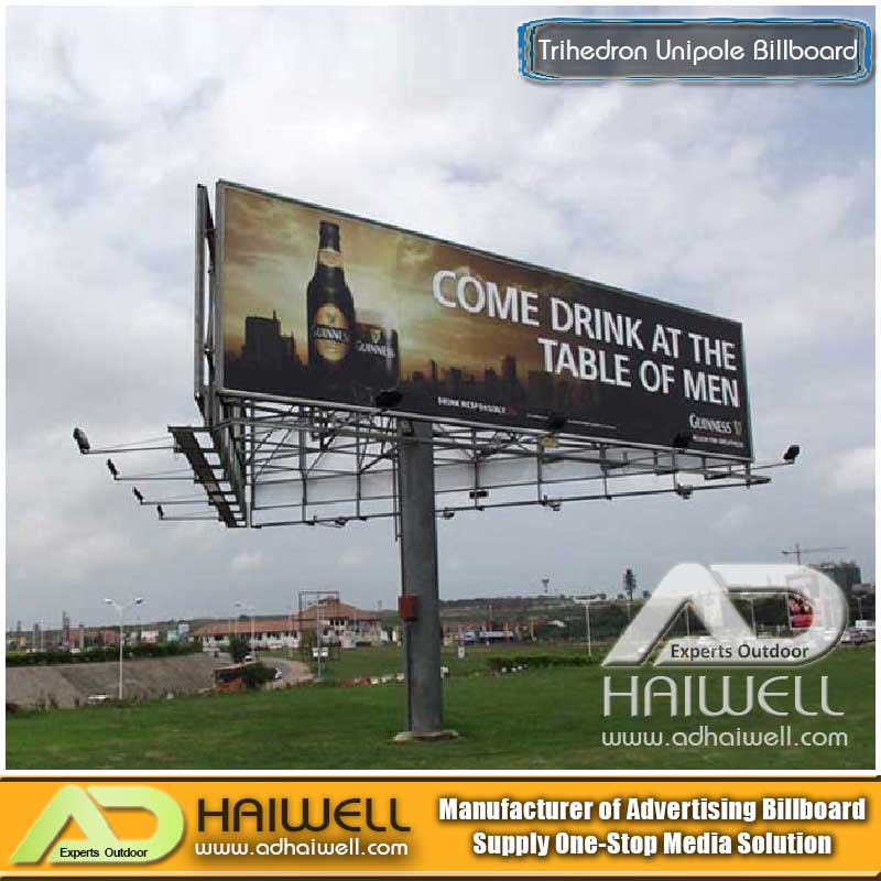 Горячеоцинкованная трехсторонняя конструкция рекламного щита 