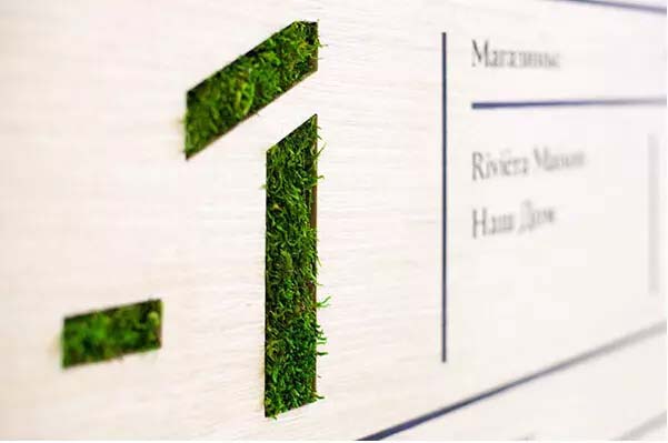 Основание из нержавеющей стали с зелеными растениями.