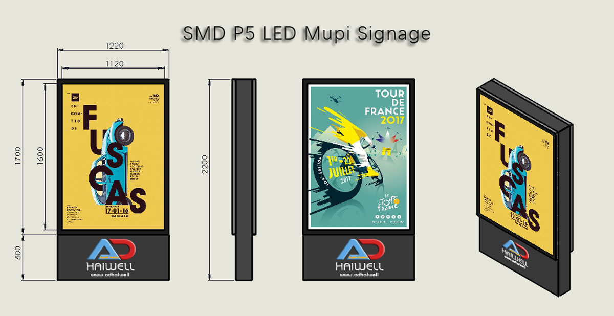 Двусторонние-MUPI-SMD-P5-LED-знаки