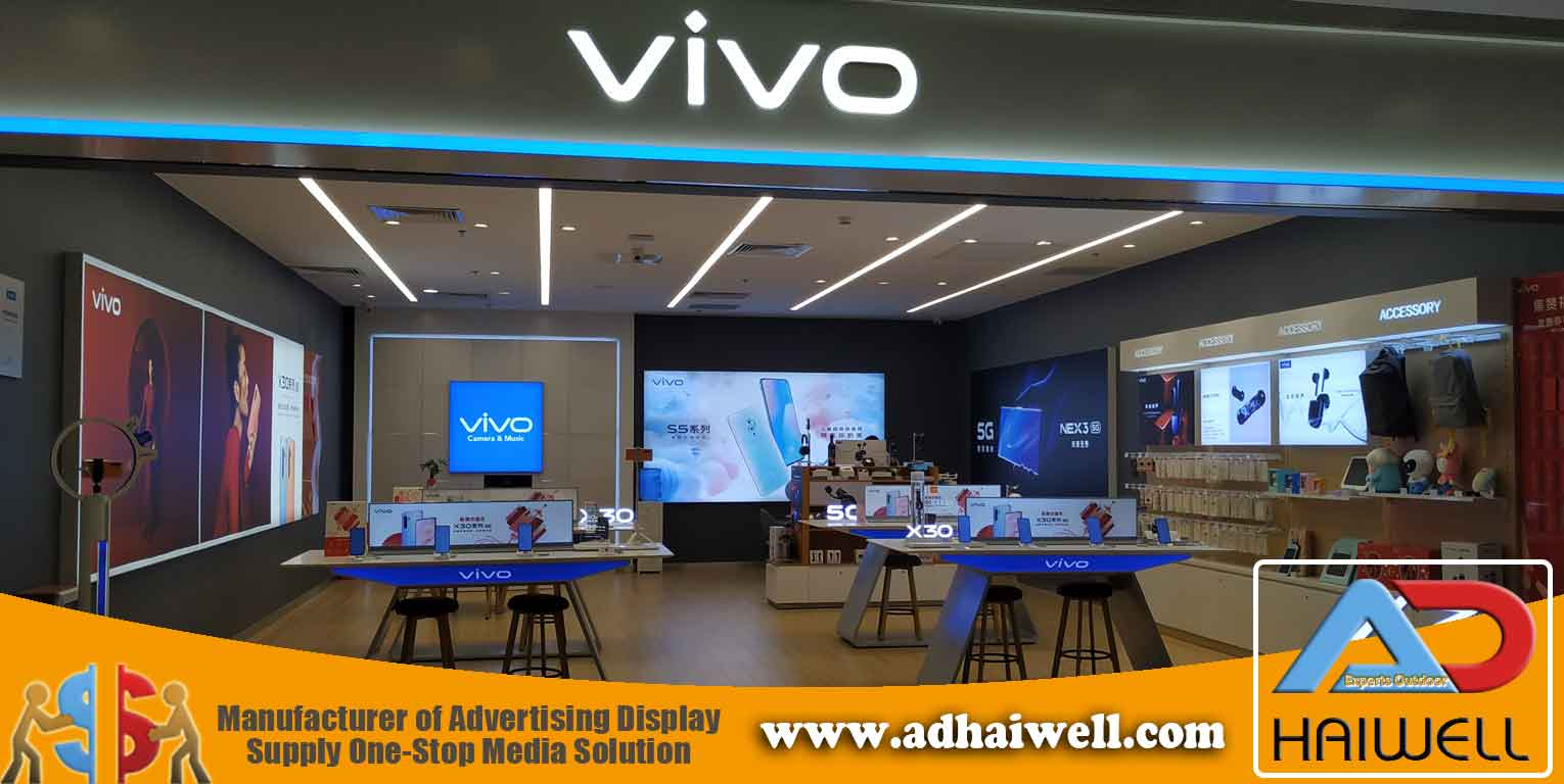 Тканевая печать со светодиодной подсветкой и световым коробом для магазина vivo