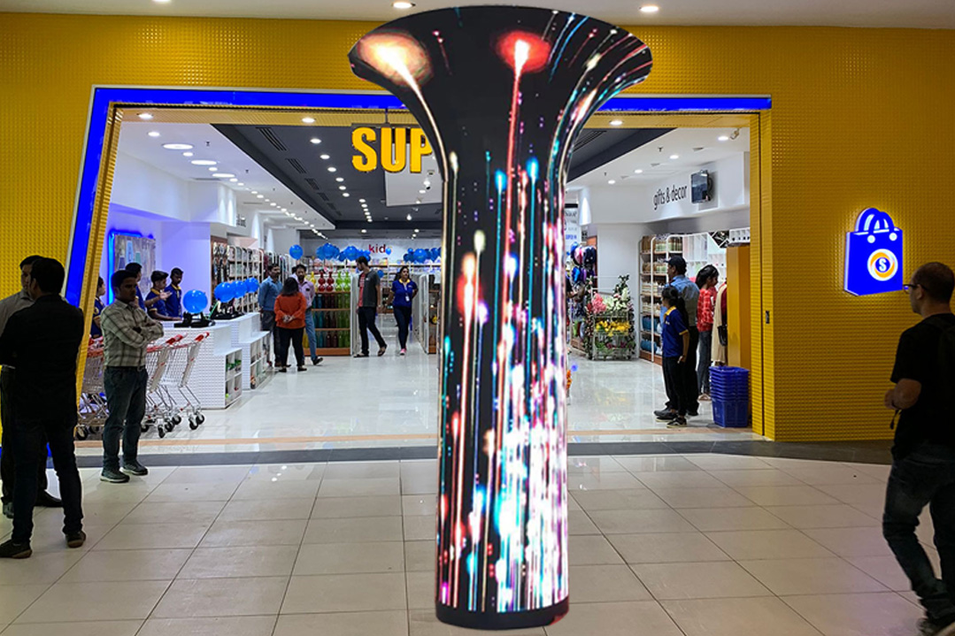 Внутренний SMD-P4mm-Труба-LED-Цифровой-Экран-Signage